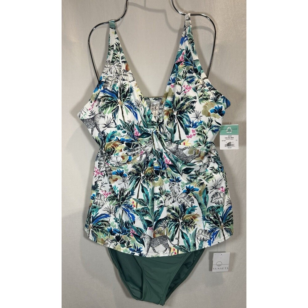 Sunsets Tankini Top 40DD & Size 16 Bikini Bottom NWT